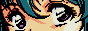 button of a closeup on an anime girl's eyes as she looks at the viewer and blinks