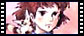button styled like a film frame with nausicaa and teto from the manga/movie nausicaa of the valley of the wind